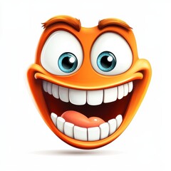 Happy cartoon face with big eyes and wide smile showing teeth