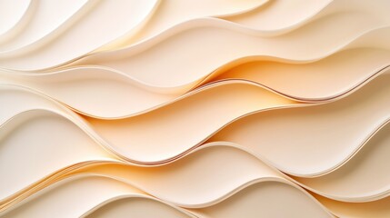 Obraz premium Dynamic paper-fold effect in warm beige and peach tones, with golden light reflections.