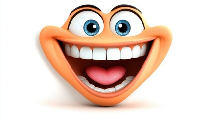 Naklejka premium Happy Cartoon Character with Big Smile and Bright Blue Eyes