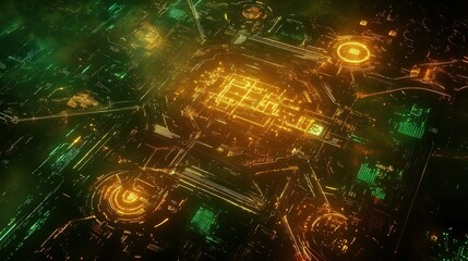 A global fintech network with interconnected financial hubs glowing in a cyber-style background.