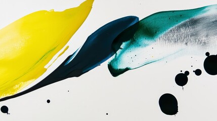 Obraz premium Vibrant Abstract Paint Strokes in Yellow, Green, and Black Hues