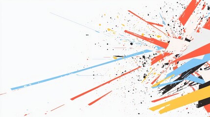 Abstract Colorful Explosion of Paint Splashes on a Clean Background