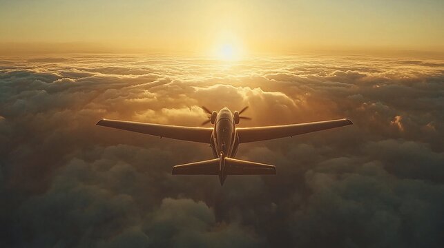 Airplane above clouds sunset flight travel (2) - Powered by Adobe