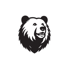Bear head silhoutee vector on white background 