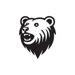 Bear head silhoutee vector on white background 