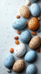 Minimalist Easter Art with Speckled Eggs on a Soft Textured Background