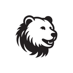 Bear head silhoutee vector on white background 