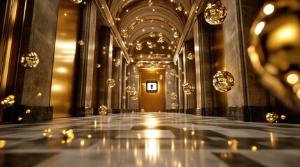 Obraz premium A secure online banking system with a floating lock symbol and encrypted security layers.