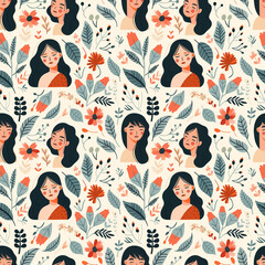 Fototapeta premium Beautiful seamless floral pattern with watercolor summer flowers