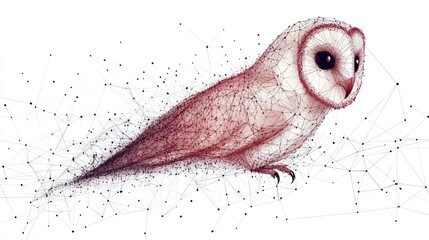 Obraz premium Abstract polygonal barn owl in red tones.