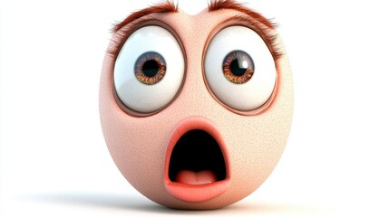 Fototapeta premium Cartoon face with wide eyes and shocked expression isolated on white