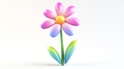 Obraz premium Colorful 3D Flower Design with Vibrant Petals and Leaves