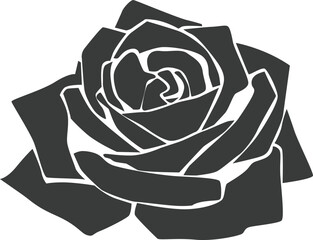 Rose flower silhouette illustration in black