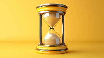 Modern Yellow Hourglass on Solid Background