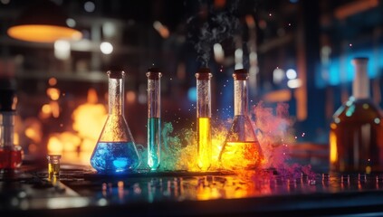 Vibrant Alchemy: A Colorful Chemical Reaction in a Laboratory Setting