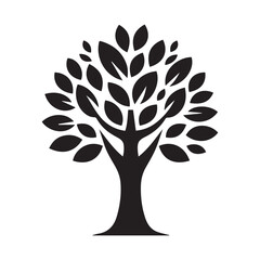 Simple Black and White Silhouette of a Tree