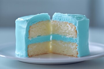 turquoise square cake cut dessert blue