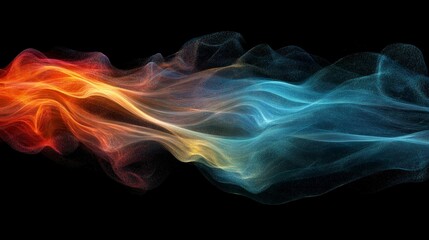 Obraz premium Dynamic abstract air currents visualized with colorful motifs digital art black background creative perspective