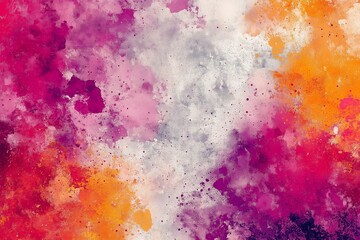 Fototapeta premium An abstract background with splashes of Holi powder in pink, orange, and purple tones, symbolizing festive energy.