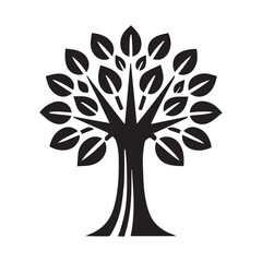 Simple Black and White Silhouette of a Tree