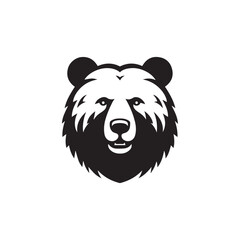 Bear head silhoutee vector on white background 