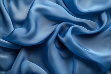 Obraz premium Flowing blue silky fabric in gentle waves. AI generated