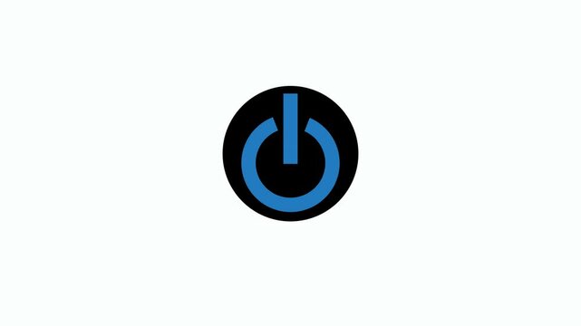 Neon glowing power button icon animation. Neon light power button turning on and off 4k video. power off / on button animation, 4k video.