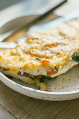 omelet with spinach and ham.
