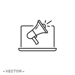 digital marketing icon, thin line symbol concept isolated on white background, editable stroke eps 10 vector illustration