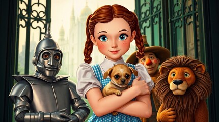 The Emerald City Sparkles in the Distance as Dorothy and Her Friends Stand Before Its Grand Gates