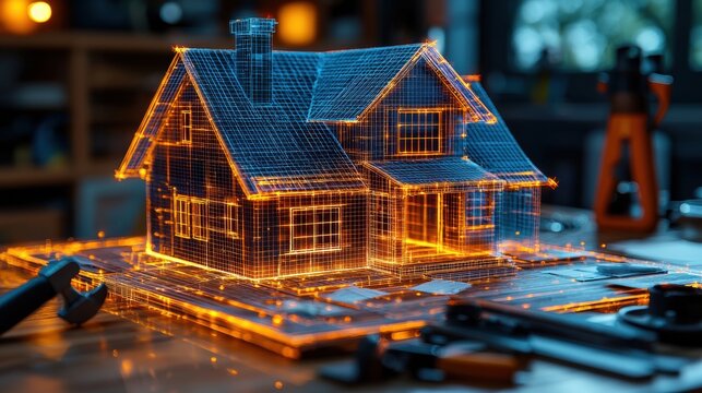 Innovative 3D Model of a House Representing Digital Architecture Concept