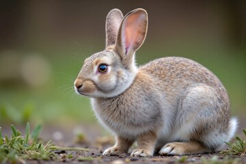 Fototapeta premium rabbit with back to viewer showing fur eyes and ears texture