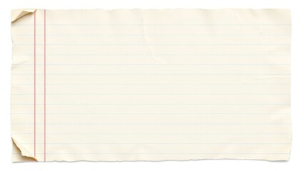 Obraz premium Torn vintage lined notebook paper with distressed edges and a textured surface, perfect for scrapbooking, background designs, or creative projects. Isolated on white background.