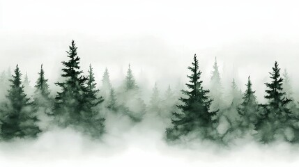 Fototapeta premium Beautiful hand-painted watercolor illustration capturing a frozen nature scene.