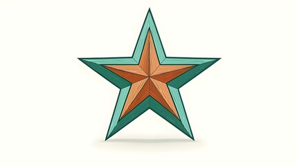 Obraz premium A bold and colorful 3D star design, featuring vibrant turquoise, orange, and green stripes that create a striking visual effect against a soft white background.
