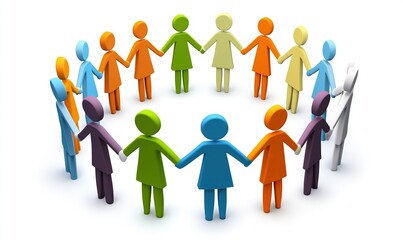 Diverse people holding hands in a circle, unity and teamwork concept