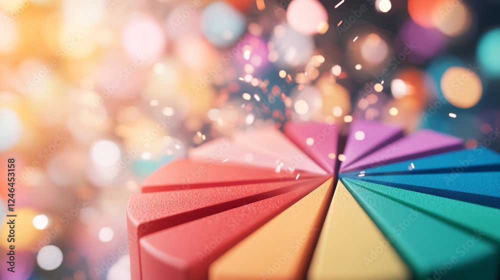 Poster Colorful data visualizations represent growth and trends through dynamic arrangements of bars, pie charts, and lines, with ample copy space for text