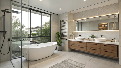 Fototapeta premium modern bathroom interior with bathtub