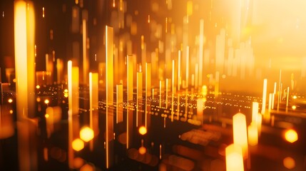 Futuristic Financial Data Soaring to Success with a Gold Arrow in a D Rendered Chart Background