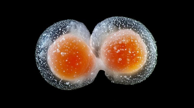 Embryonic cell division closeup macro view isolated gigapixel scale scientific study laboratory environment high-resolution concept