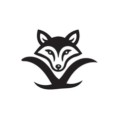 Fox head silhoutee Vector on white background 