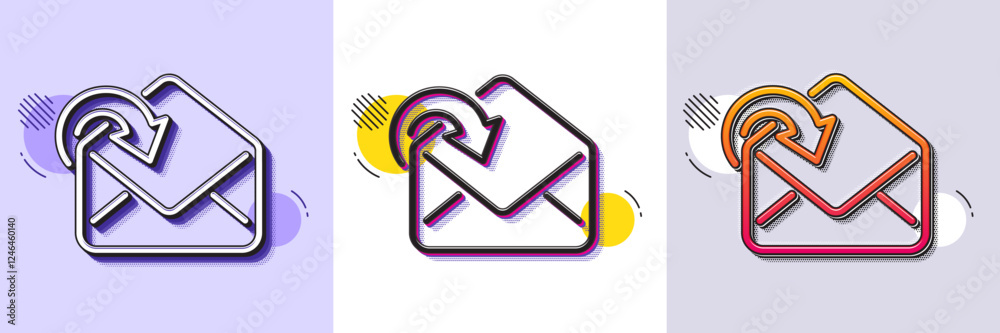 Wall mural receive mail download line icon. halftone dotted pattern. gradient icon with grain shadow. incoming 