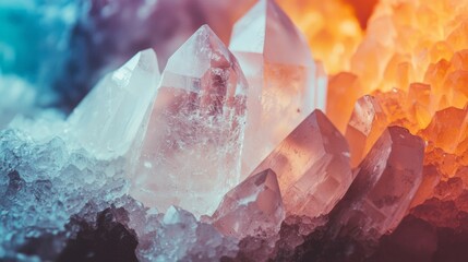 Close-up of glowing crystal cluster with vibrant colors