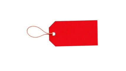 A vibrant red tag featuring a smooth surface and a secure tie, perfect for labeling items and enhancing organization. Isolated on white background.