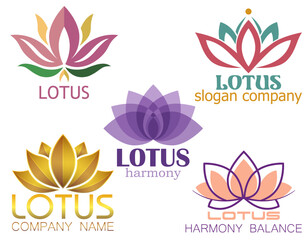Fototapeta premium lotus balance harmony logo creative and original for your business or company set logotype vector illustration isolated on white background