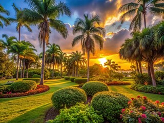 Fototapeta premium Silhouette artistry: AI-photographed Florida park scene.