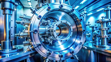 Scientific photography in a vacuum chamber lab.  Blank space.