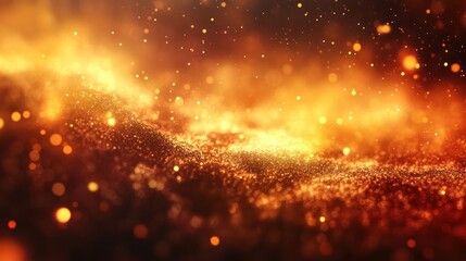 Fototapeta premium Abstract fiery orange and gold particles background.
