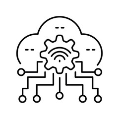Cloud computing black line icon.