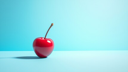 Obraz premium Minimalist cherry on a vibrant blue background